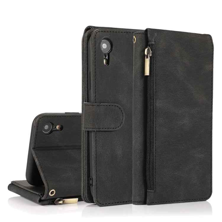 Skin-feel Crazy Horse Texture Zipper Wallet Bag Horizontal Flip Leather Case with Holder & Card Slots & Wallet & Lanyard, For iPhone 6, For iPhone 6 Plus, For iPhone SE 2022 / SE 2020 / 8 / 7, For iPhone 8 Plus / 7 Plus, For iPhone XS / X, For iPhone X...