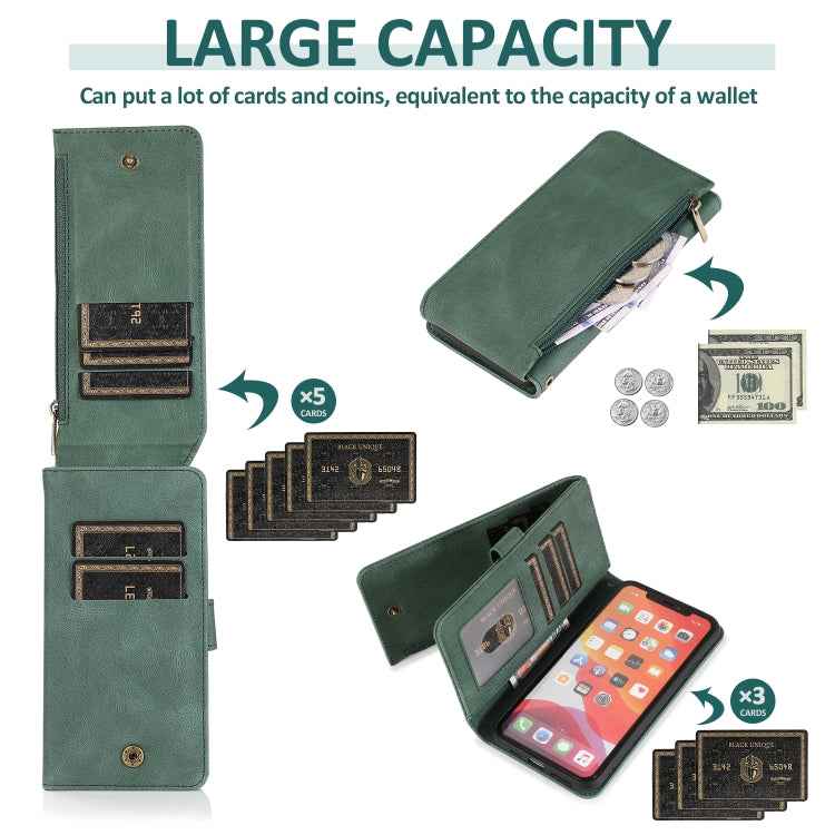 Skin-feel Crazy Horse Texture Zipper Wallet Bag Horizontal Flip Leather Case with Holder & Card Slots & Wallet & Lanyard, For iPhone 11 Pro Max, For iPhone 12 mini, For iPhone 12 / 12 Pro, For iPhone 12 Pro Max