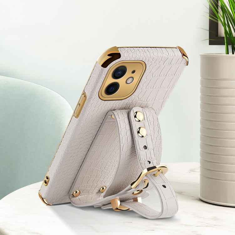 Electroplated TPU Crocodile Pattern Leather Case with Wrist Strap, For iPhone 12 mini, For iPhone 12, For iPhone 12 Pro, For iPhone 12 Pro Max