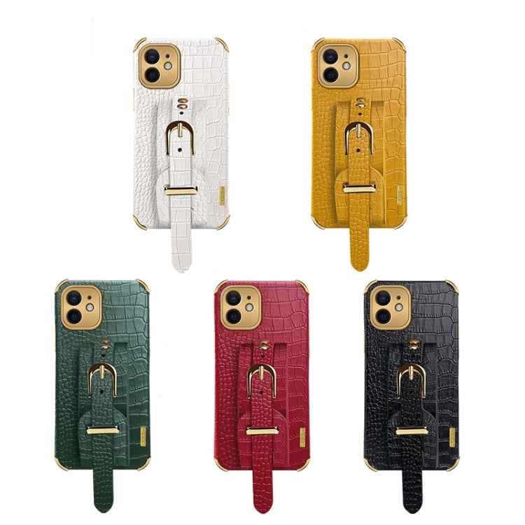 Electroplated TPU Crocodile Pattern Leather Case with Wrist Strap, For iPhone 12 mini, For iPhone 12, For iPhone 12 Pro, For iPhone 12 Pro Max