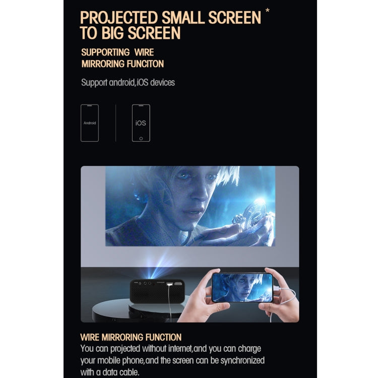 T500 1920x1080P 80 Lumens Portable Home Theater LED HD Digital Projector, Without Remote Control & Adaptor, With Remote Control & Adaptor