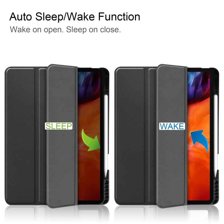 Horizontal Flip Honeycomb TPU + PU Leather Case with Three-folding Holder & Sleep / Wake-up Function & Pen Slot, For iPad Pro 12.9 2022 / 2021