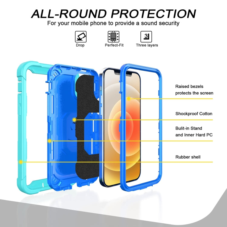 PC + Rubber 3-layers Shockproof Protective Case with Rotating Holder, For iPhone 12 Mini, For iPhone 12 / 12 Pro, For iPhone 12 Pro Max