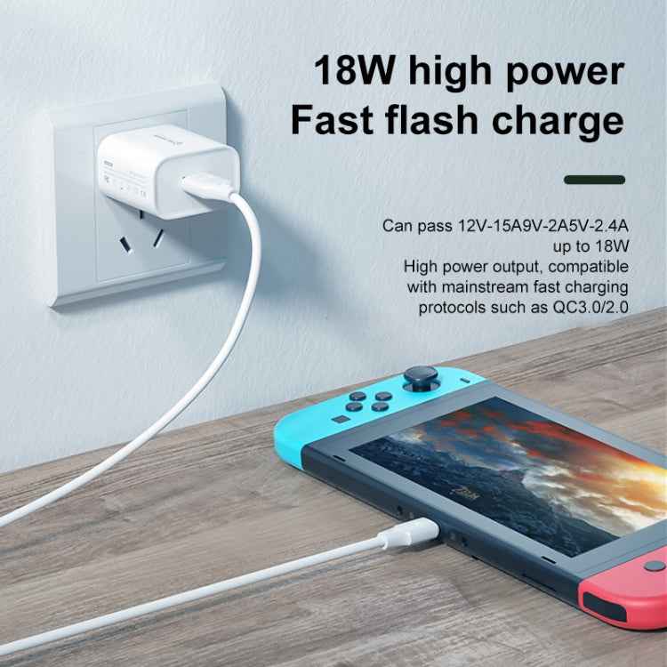 WK WP-U57 Max 18W Maxspeed QC3.0 Fast Charger +  USB to Micro USB Data Cable, US Plug, EU Plug, UK Plug