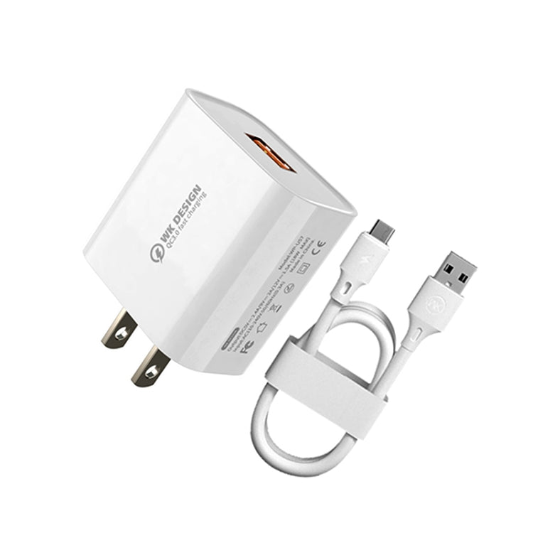 WK WP-U57 Max 18W Maxspeed QC3.0 Fast Charger + USB to 8 Pin Data Cable, US Plug