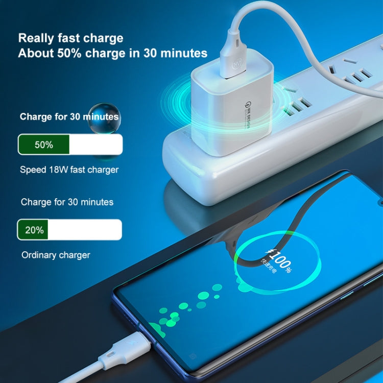 WK WP-U57 Max 18W Maxspeed QC3.0 Fast Charger + USB to 8 Pin Data Cable, US Plug