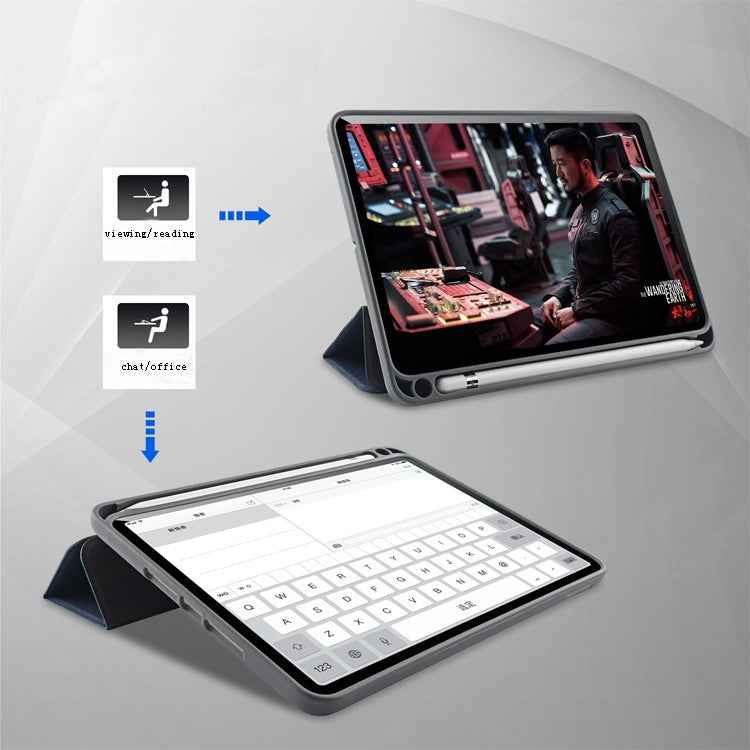For iPad 10.2 Litchi Texture Horizontal Flip Leather Case with Three-folding Holder & Pen Slot