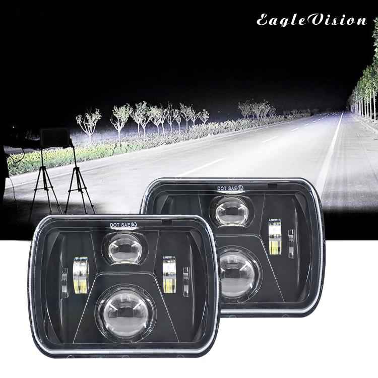 7 inch(5X7)/(7X6) H4 DC 9V-30V 30000LM 300W Car Square Shape LED Headlight Lamps for Jeep Wrangler