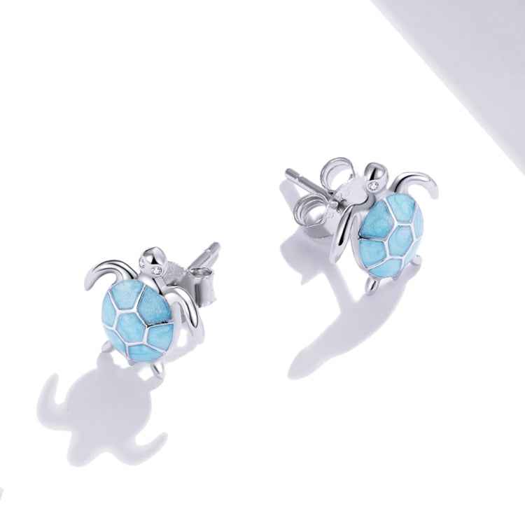 S925 Sterling Silver Blue Turtle Women Earrings