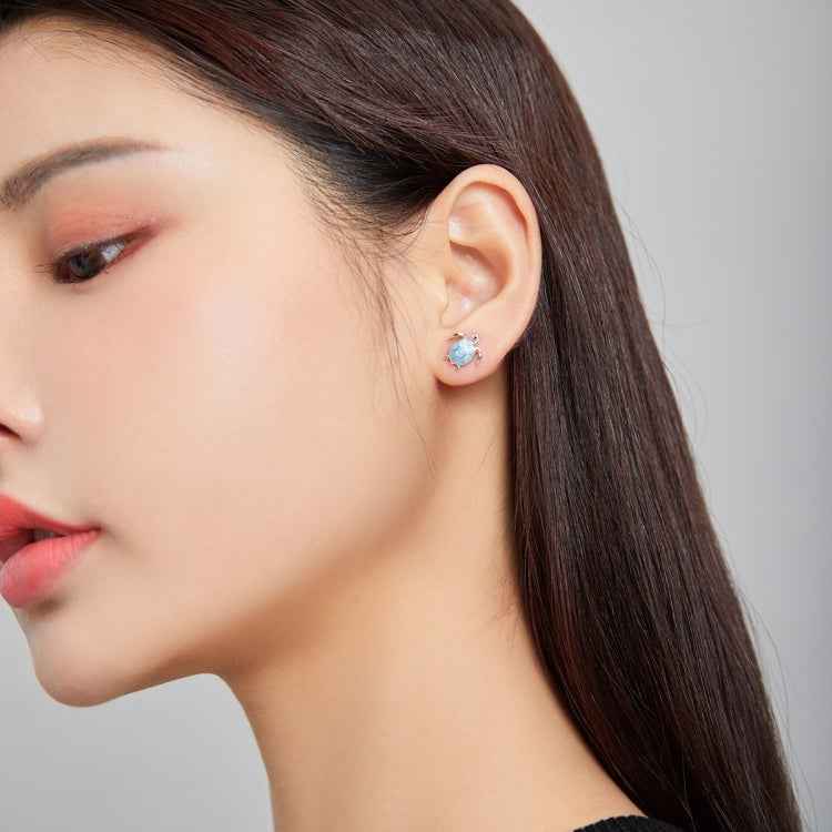 S925 Sterling Silver Blue Turtle Women Earrings