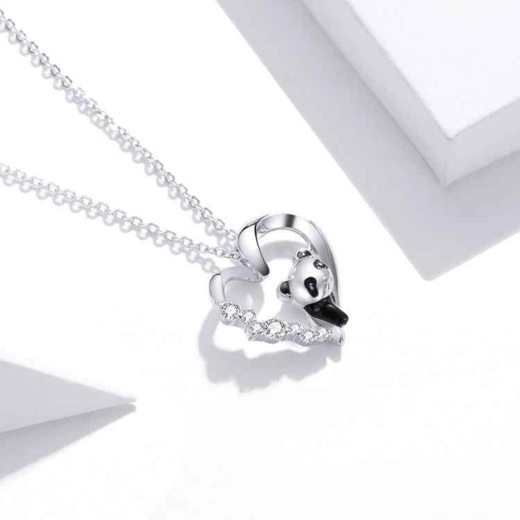 S925 Sterling Silver Heart-shaped Panda Women Nacklace Jewelry