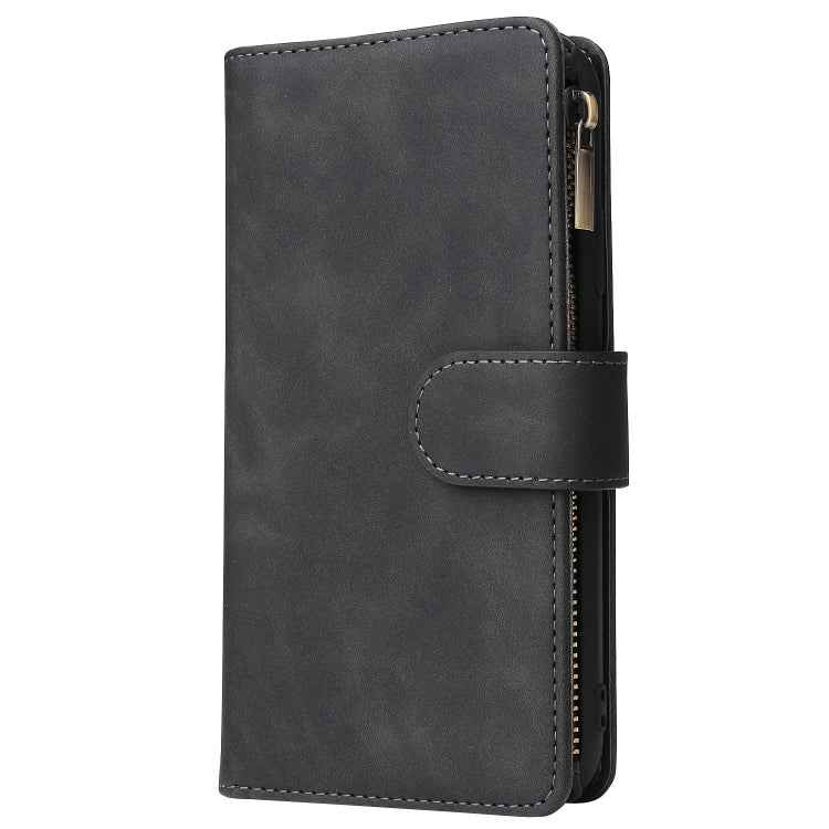 Multifunctional Retro Frosted Horizontal Flip Leather Case with Card Slot & Holder & Zipper Wallet & Photo Frame & Lanyard