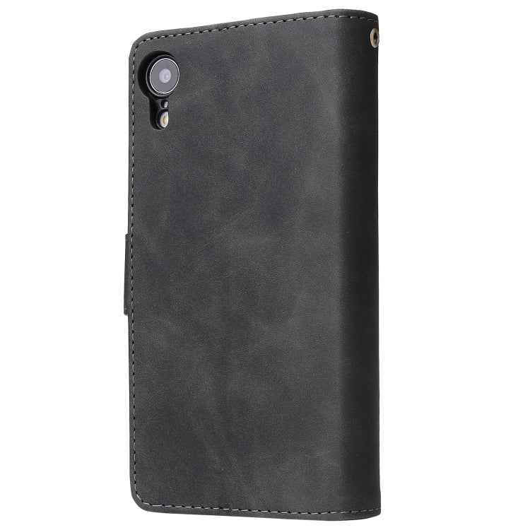 Multifunctional Retro Frosted Horizontal Flip Leather Case with Card Slot & Holder & Zipper Wallet & Photo Frame & Lanyard