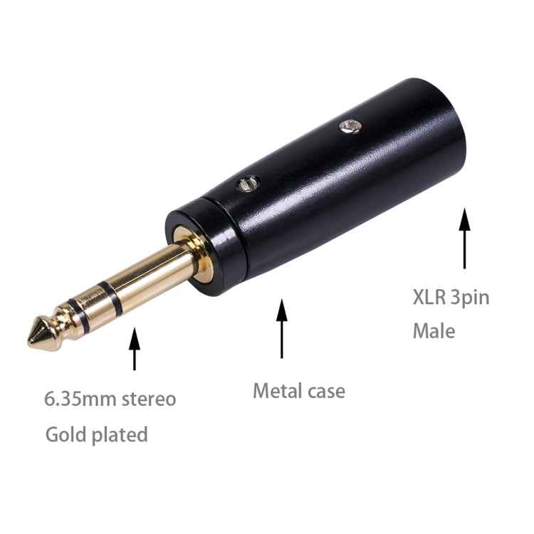 LZ1166G 6.35mm Stereo Male to XRL Male Audio Adapter Microphone Stereo Speaker Connector