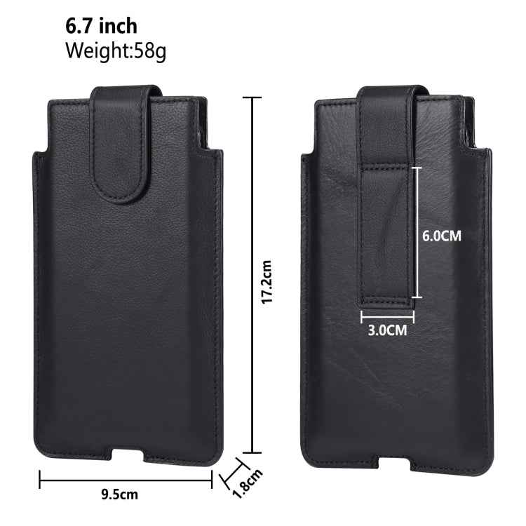 Universal Cow Leather Vertical Mobile Phone Leather Case Waist Bag For 7.2 inch and Below Phones, For 6.7 inch and Below Phones