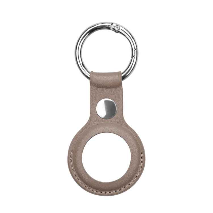 Anti-scratch Top-layer Cowhide Leather Case Cover with Switchable Keychain Ring for AirTag 2nd Gen / AirTag 1st Gen