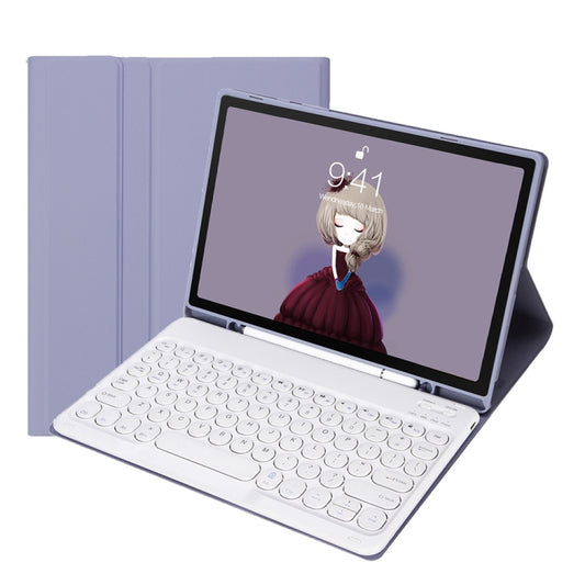 YT11B Detachable Candy Color Skin Feel Texture Round Keycap Bluetooth Keyboard Leather Case For iPad Air 4 2020 / Air 5 2022 / Pro 11 inch 2022 / 2021 / 2020 / 2018(White Ice), For iPad 9.7 inch 2018 & 2017 / Pro 9.7 inch / Air 2 / Air                 ...