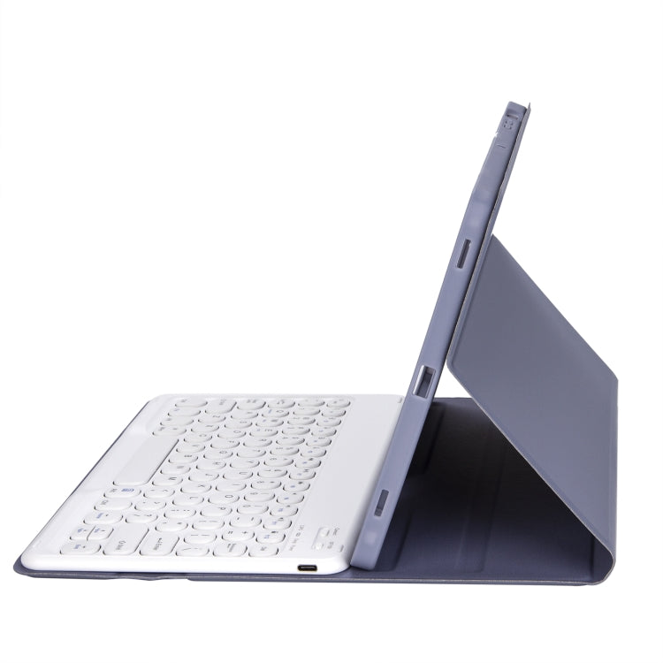YT11B Detachable Candy Color Skin Feel Texture Round Keycap Bluetooth Keyboard Leather Case For iPad Air 4 2020 / Air 5 2022 / Pro 11 inch 2022 / 2021 / 2020 / 2018(White Ice), For iPad 9.7 inch 2018 & 2017 / Pro 9.7 inch / Air 2 / Air                 ...