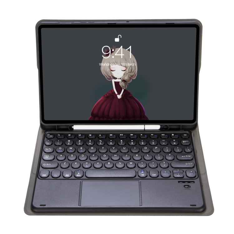 YA098B-A Detachable Lambskin Texture Round Keycap Bluetooth Keyboard Leather Case with Touch Control & Pen Slot & Stand, For iPad Air 5 / 4 10.9 inch 2020 / Pro 11 inch 2020 / 2018, For iPad 10.2 (2020) & (2019) / Air 3 10.5 inch / Pro 10.5 inch       ...