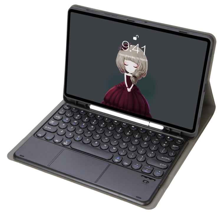 YA098B-A Detachable Lambskin Texture Round Keycap Bluetooth Keyboard Leather Case with Touch Control & Pen Slot & Stand, For iPad Air 5 / 4 10.9 inch 2020 / Pro 11 inch 2020 / 2018, For iPad 10.2 (2020) & (2019) / Air 3 10.5 inch / Pro 10.5 inch       ...
