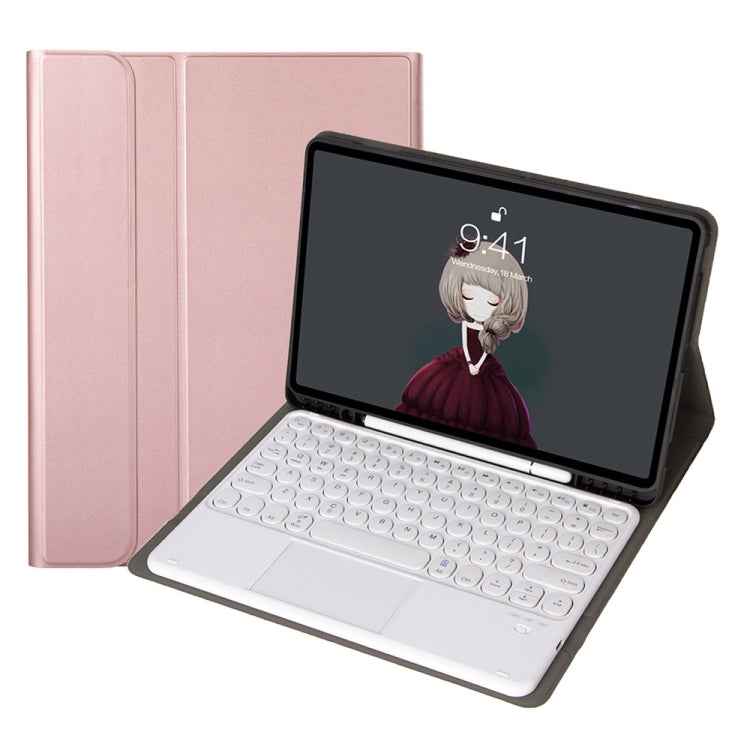 YA098B-A Detachable Lambskin Texture Round Keycap Bluetooth Keyboard Leather Case with Touch Control & Pen Slot & Stand, For iPad Air 5 / 4 10.9 inch 2020 / Pro 11 inch 2020 / 2018, For iPad 10.2 (2020) & (2019) / Air 3 10.5 inch / Pro 10.5 inch       ...