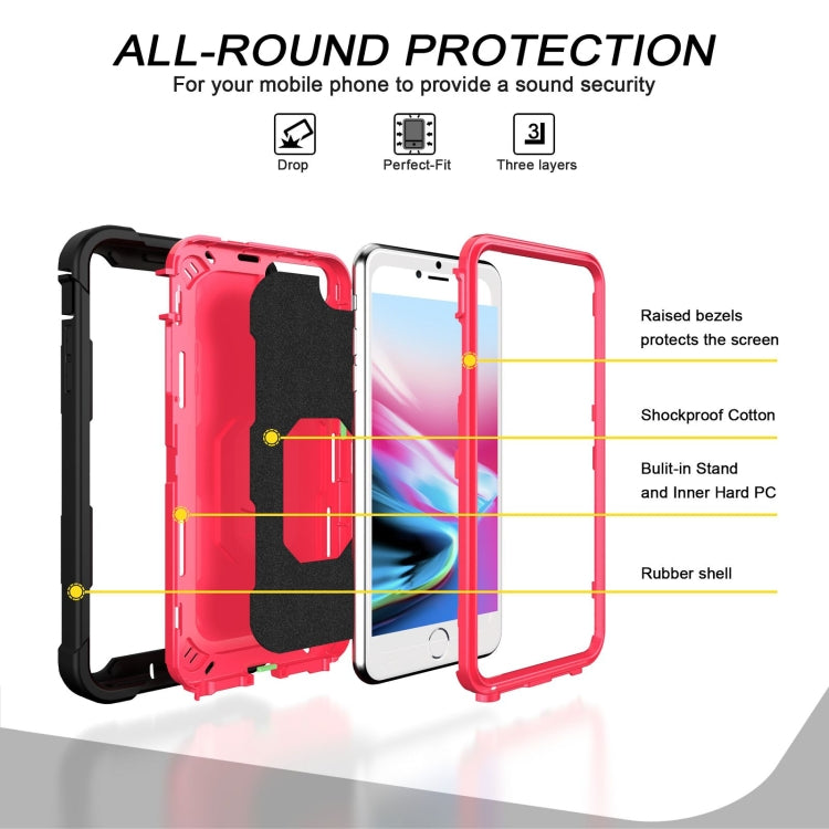 PC + Rubber 3-layers Shockproof Protective Case with Rotating Holder, For iPhone 8 Plus / 7 Plus, For iPhone 11, For iPhone 11 Pro, For iPhone 11 Pro Max