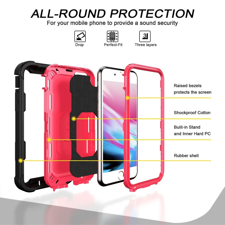 PC + Rubber 3-layers Shockproof Protective Case with Rotating Holder, For iPhone SE 2022 / SE 2020 / 8 / 7, For iPhone XS / X, For iPhone XR, For iPhone XS Max