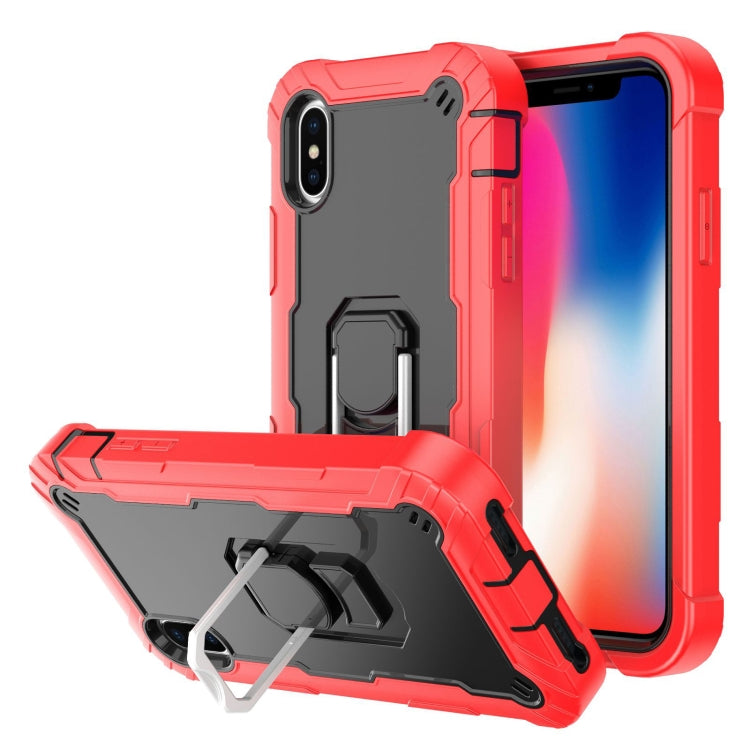PC + Rubber 3-layers Shockproof Protective Case with Rotating Holder, For iPhone XS / X, For iPhone XR, For iPhone XS Max