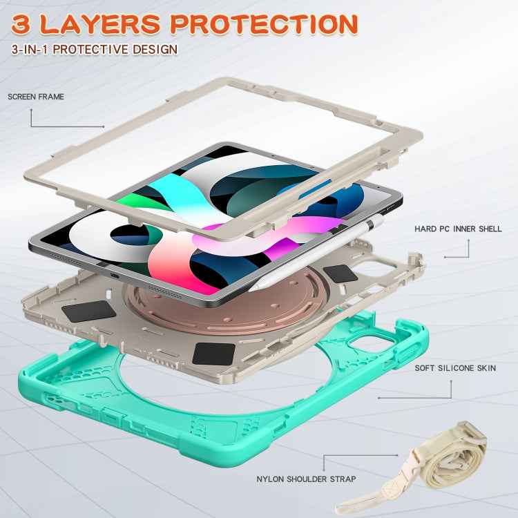 Silicone + PC Protective Case with Holder & Shoulder Strap, For iPad Air 2022 / 2020 10.9, For Samsung Tab A 10.1 (2019) T510/T515
