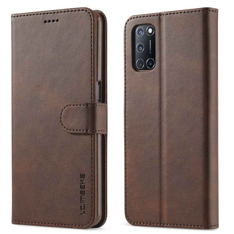 For OPPO F19 Pro / A94 5G LC.IMEEKE Calf Texture Horizontal Flip Leather Case with Holder & Card Slots & Wallet (Brown)