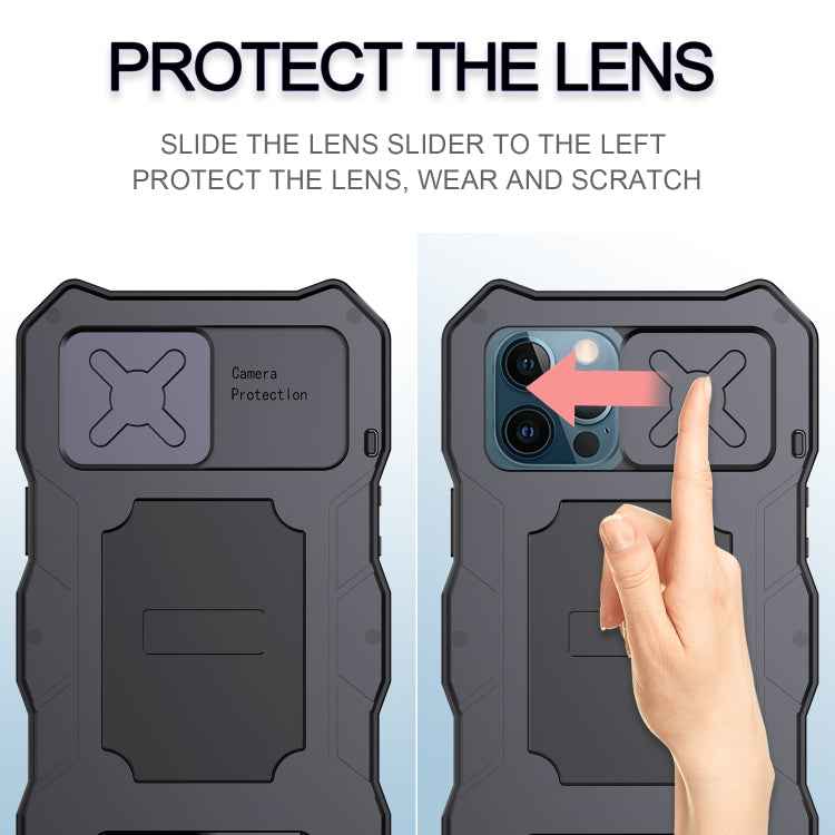Aluminum Alloy + Silicone Anti-dust Full Body Protection with Holder, For iPhone 12 / 12 Pro, For iPhone 12 Pro Max