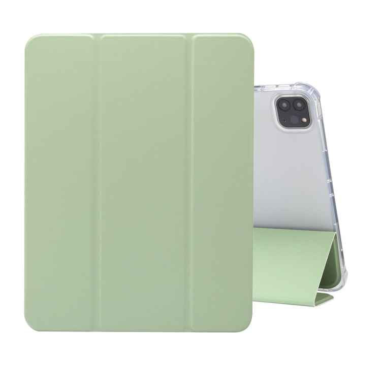 Three-folding Electric Pressed Skin Texture Horizontal Flip Shockproof Transparent TPU + PU Leather Case with Holder & Pen Slot & Sleep / Wake-up Function, For iPad Pro 11 (2021)