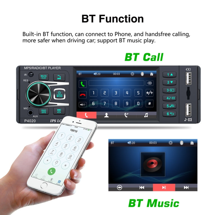 P4020 3.8 inch Universal Car Radio Receiver MP5 Player, Support FM & Bluetooth & TF Card with Remote Control, P4020