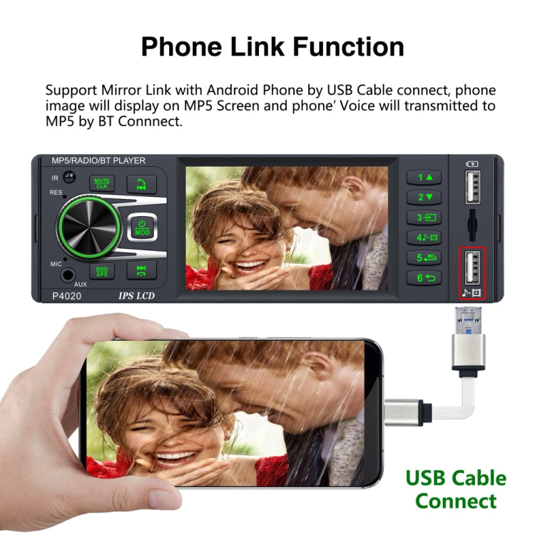 P4020 3.8 inch Universal Car Radio Receiver MP5 Player, Support FM & Bluetooth & TF Card with Remote Control, P4020