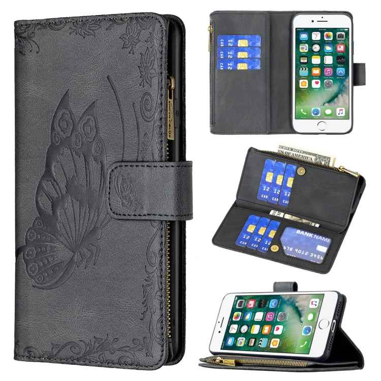 Flying Butterfly Embossing Pattern Zipper Horizontal Flip Leather Case with Holder & Card Slots & Wallet, For iPhone 8 / 7, For iPhone 8 Plus / 7 Plus, For iPhone XS / X, For iPhone XR, For iPhone XS Max, For iPhone 11, For iPhone 11 Pro               ...