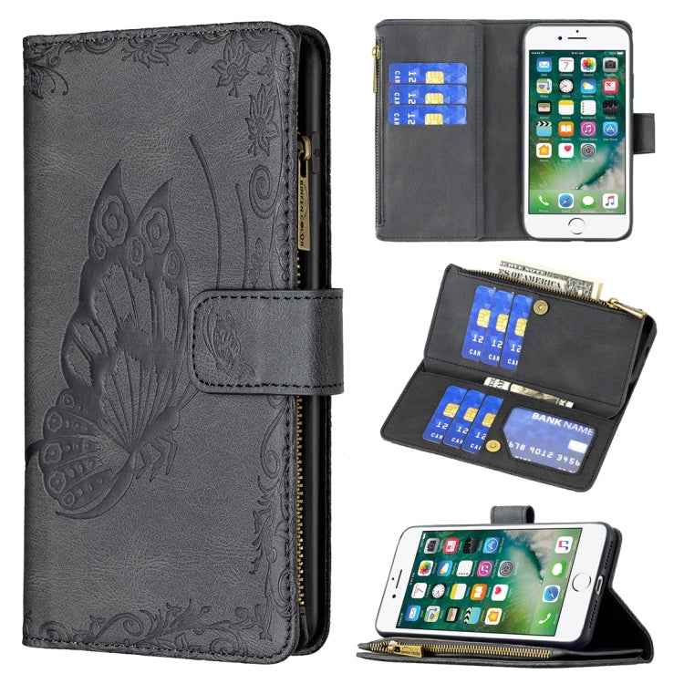 Flying Butterfly Embossing Pattern Zipper Horizontal Flip Leather Case with Holder & Card Slots & Wallet, For iPhone 8 / 7, For iPhone 8 Plus / 7 Plus, For iPhone XS / X, For iPhone XR, For iPhone XS Max, For iPhone 11, For iPhone 11 Pro               ...