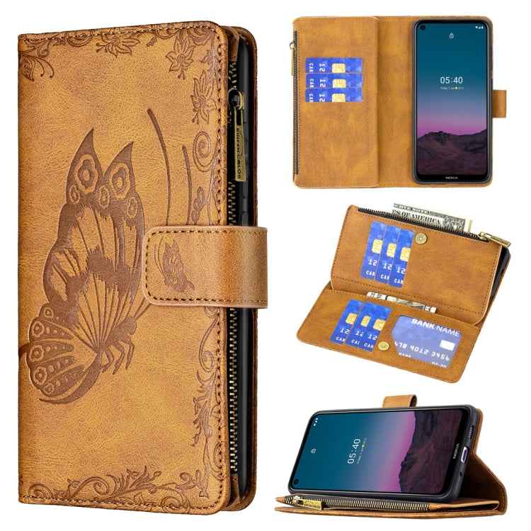 Flying Butterfly Embossing Pattern Zipper Horizontal Flip Leather Case with Holder & Card Slots & Wallet, For iPhone 12, For iPhone 12 Pro, For iPhone 12 Pro Max, For Nokia 1.4, For Nokia 3.4