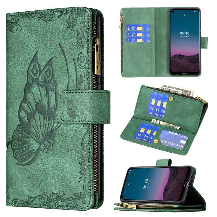 Flying Butterfly Embossing Pattern Zipper Horizontal Flip Leather Case with Holder & Card Slots & Wallet, For iPhone 12, For iPhone 12 Pro, For iPhone 12 Pro Max, For Nokia 1.4, For Nokia 3.4
