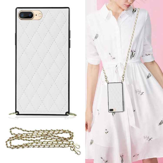 Elegant Rhombic Pattern Microfiber Leather +TPU Shockproof Case with Crossbody Strap Chain, For iPhone SE 2022 / SE 2020 / 8 / 7, For iPhone 8 Plus / 7 Plus, For iPhone X / XS, For iPhone XR, For iPhone XS Max, For iPhone 11, For iPhone 11 Pro         ...