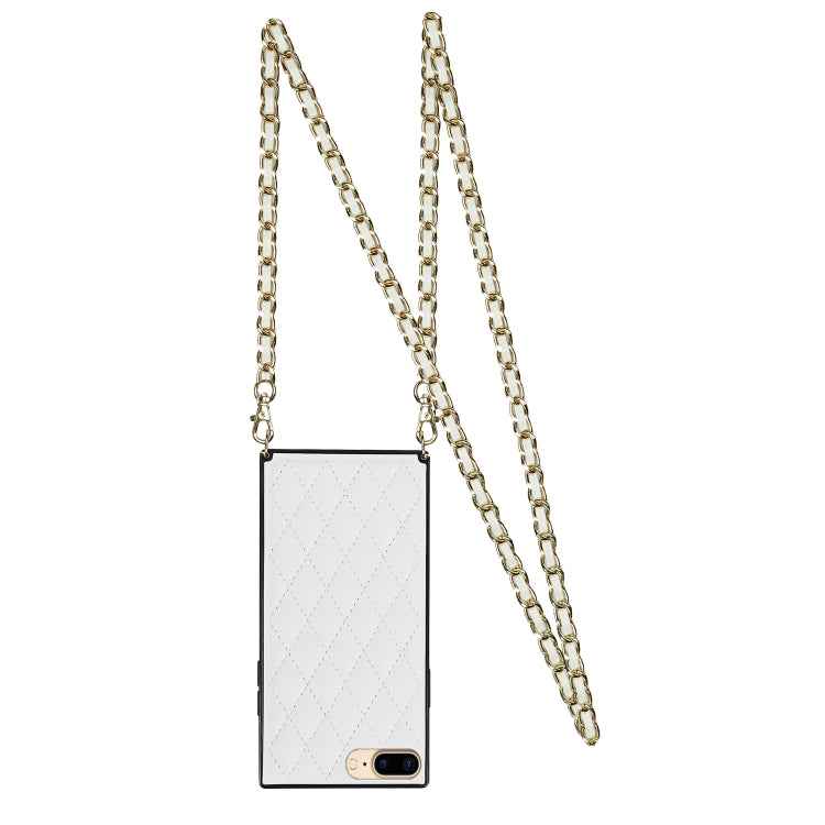 Elegant Rhombic Pattern Microfiber Leather +TPU Shockproof Case with Crossbody Strap Chain, For iPhone SE 2022 / SE 2020 / 8 / 7, For iPhone 8 Plus / 7 Plus, For iPhone X / XS, For iPhone XR, For iPhone XS Max, For iPhone 11, For iPhone 11 Pro         ...