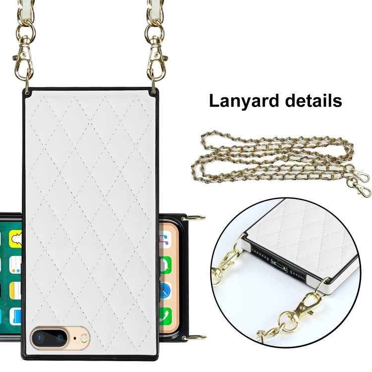 Elegant Rhombic Pattern Microfiber Leather +TPU Shockproof Case with Crossbody Strap Chain, For iPhone SE 2022 / SE 2020 / 8 / 7, For iPhone 8 Plus / 7 Plus, For iPhone X / XS, For iPhone XR, For iPhone XS Max, For iPhone 11, For iPhone 11 Pro         ...