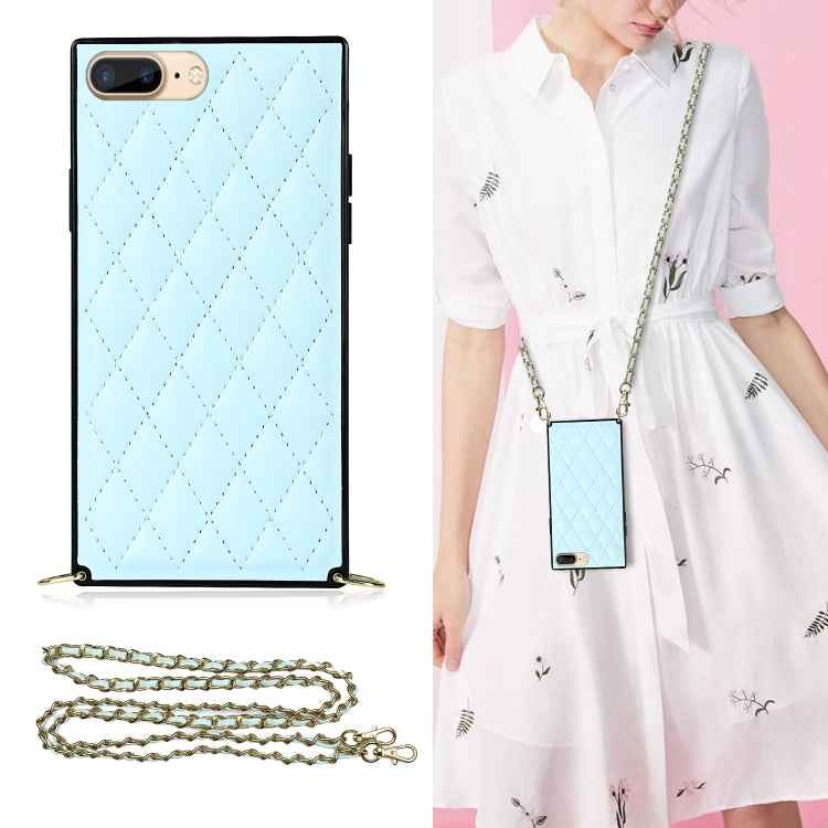 Elegant Rhombic Pattern Microfiber Leather +TPU Shockproof Case with Crossbody Strap Chain, For iPhone SE 2022 / SE 2020 / 8 / 7, For iPhone 8 Plus / 7 Plus, For iPhone X / XS, For iPhone XR, For iPhone XS Max, For iPhone 11, For iPhone 11 Pro         ...