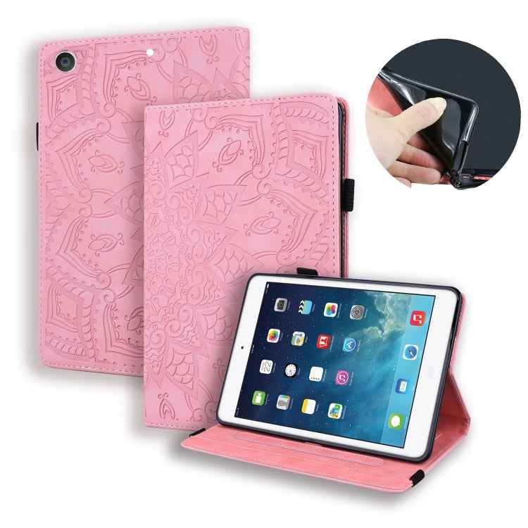 Calf Pattern Double Folding Design Embossed Leather Case with Holder & Card Slots & Pen Slot & Elastic Band