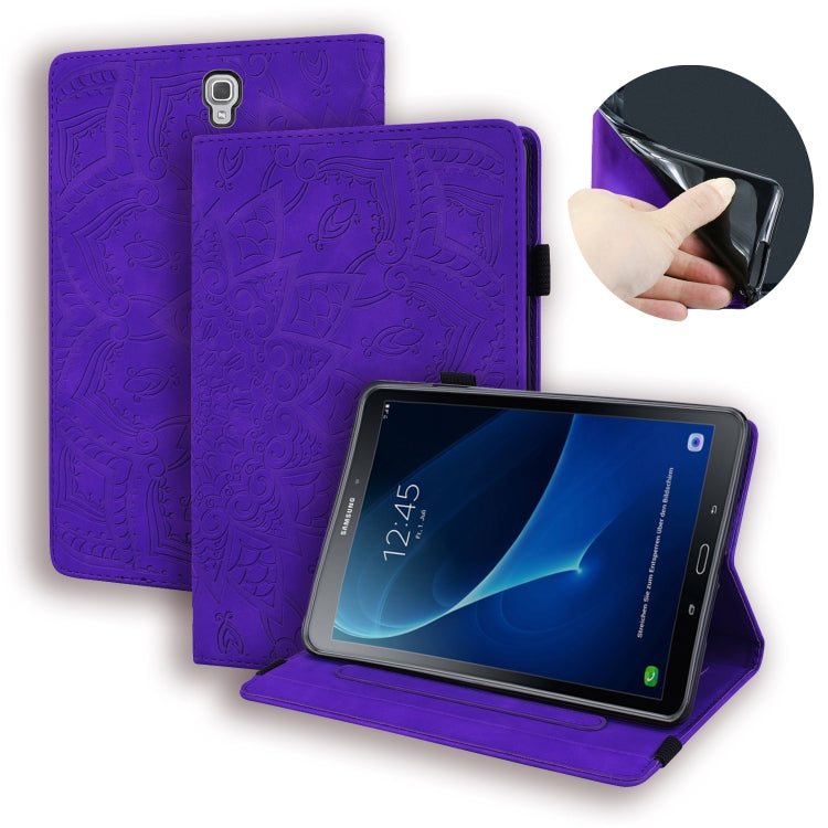 Calf Pattern Double Folding Design Embossed Leather Case with Holder & Card Slots & Pen Slot & Elastic Band