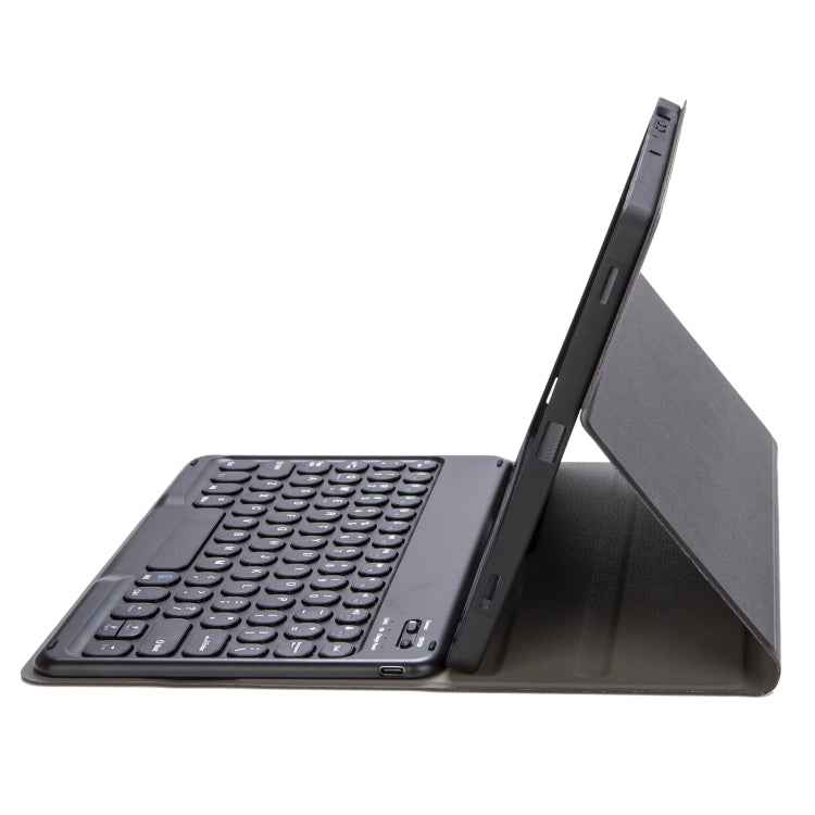 YA11B 2021 Detachable Lambskin Texture Round Keycap Bluetooth Keyboard Leather Case with Pen Slot & Stand, For iPad Pro 11 2021 / Air4 / Air5 / Pro 11
