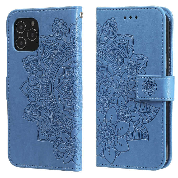 7-petal Flowers Embossing Pattern Horizontal Flip PU Leather Case with Holder & Card Slots & Wallet & Photo Frame, For iPhone 11, For iPhone 11 Pro, For iPhone 11 Pro Max, For iPhone 12 mini, For iPhone 12 / 12 Pro, For iPhone 12 Pro Max