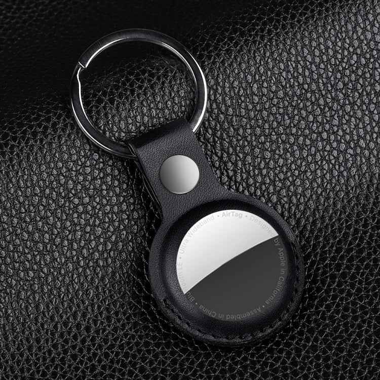 For AirTag 2nd Gen / AirTag 1st Gen Shockproof Anti-scratch Leather Protective Case Cover with Hang Loop Key Chain