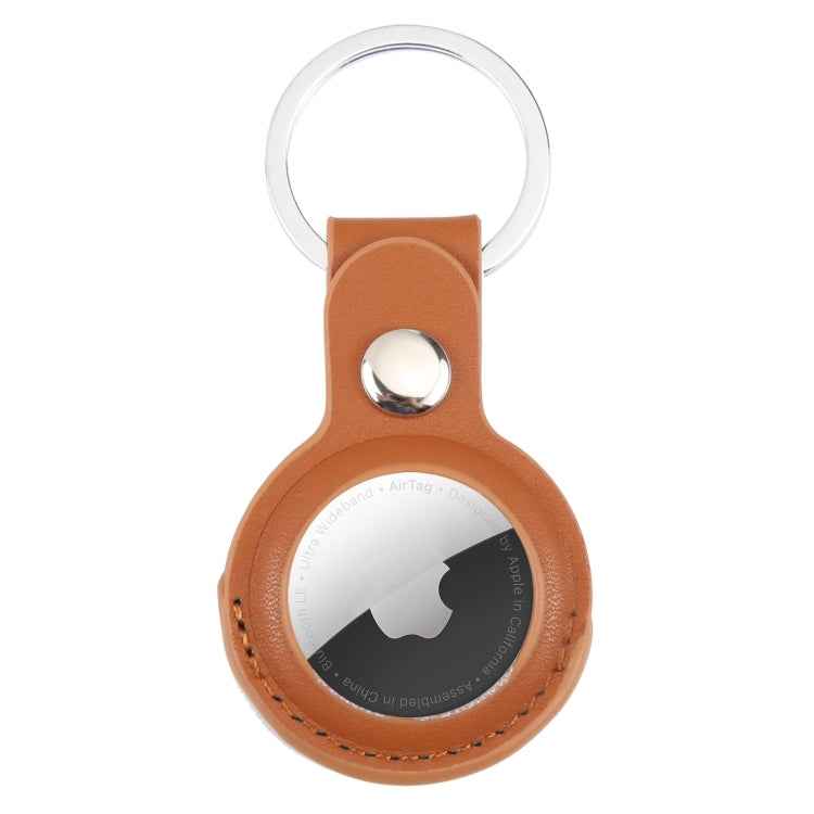 For AirTag 2nd Gen / AirTag 1st Gen Shockproof Anti-scratch Leather Protective Case Cover with Hang Loop Key Chain