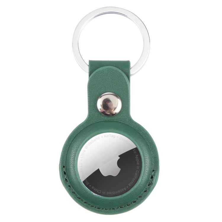 For AirTag 2nd Gen / AirTag 1st Gen Shockproof Anti-scratch Leather Protective Case Cover with Hang Loop Key Chain