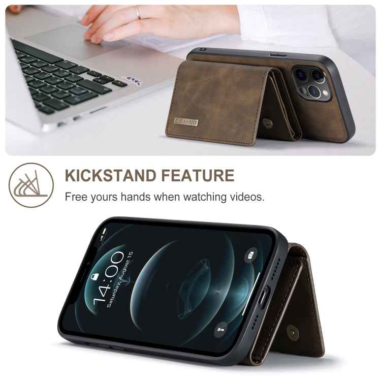 DG.MING M1 Series 3-Fold Multi Card Wallet + Magnetic Back Cover Shockproof Case with Holder Function, For iPhone 12 / 12 Pro, For iPhone 12 Pro Max